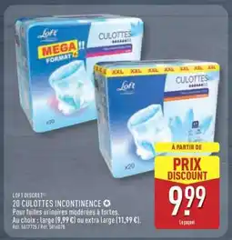 ALDI LOFT DISCRET 20 CULOTTES INCONTINENCE offre
