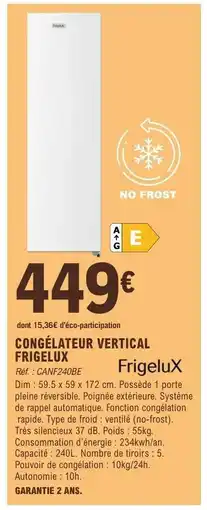 E.Leclerc CONGÉLATEUR VERTICAL FRIGELUX offre