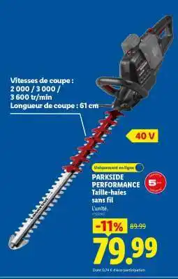 Lidl PARKSIDE PERFORMANCE Taille-haies sans fil offre