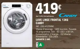 E.Leclerc LAVE LINGE FRONTAL 13KG CANDY offre