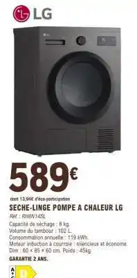 E.Leclerc SÈCHE-LINGE POMPE À CHALEUR “LG” offre