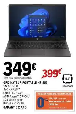 E.Leclerc ORDINATEUR PORTABLE HP 255 15,6” G10 offre