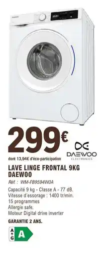 E.Leclerc LAVE LINGE FRONTAL 9KG DAEWOO offre