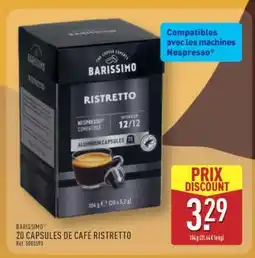ALDI BARISSIMO 20 CAPSULES DE CAFÉ RISTRETTO offre