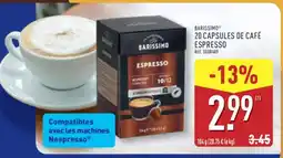 ALDI BARISSIMO 20 CAPSULES DE CAFÉ ESPRESSO offre