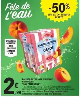 E.Leclerc BOISSON PETILLANTE ITALIENNE CIAO PÊCHE “SAN PELLEGRINO” offre