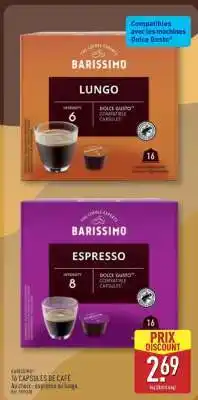 ALDI BARISSIMO 16 CAPSULES DE CAFÉ offre