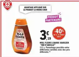E.Leclerc MIEL FLEURS LIQUIDE SQUEEZER NID D'ABEILLE offre