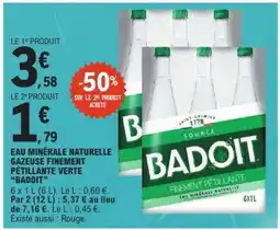E.Leclerc Eau Minérale Naturelle Gazeuse Finement Pétillante Verte Badoit offre