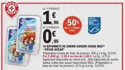 E.Leclerc 18 BÂTONNETS DE SURIMI SAVEUR CRABE MSC 'PÊCHE OCÉAN' offre