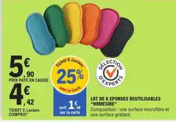 E.Leclerc Lot de 6 éponges réutilisables 'HOMESIDE' offre