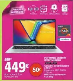 E.Leclerc PC PORTABLE VIVOBOOK M1502YA-BQ934W offre