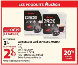 Auchan CAPSULES DE CAFÉ ESPRESSO AUCHAN offre