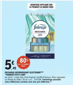 E.Leclerc RECHARGE DESODORISANT ELECTRIQUE “FEBREZE PETIT COIN” offre
