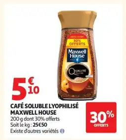 Auchan CAFÉ SOLUBLE LYOPHILISÉ MAXWELL HOUSE offre