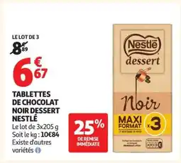 Auchan Tablettes De Chocolat Noir Dessert Nestle offre