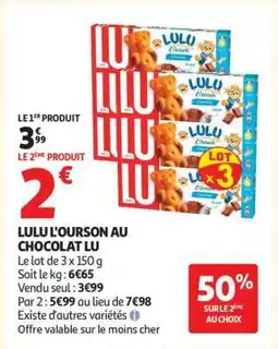Auchan Lulu L'ourson Au Chocolat Lu offre