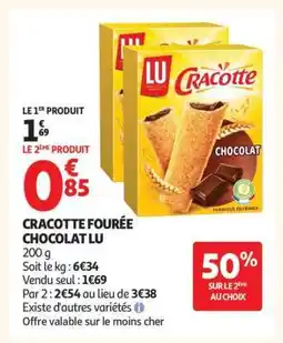 Auchan CRACOTTE FOURRÉE CHOCOLAT LU offre