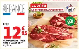 Auchan Viande Bovine : Basse Côte** Avec Os offre