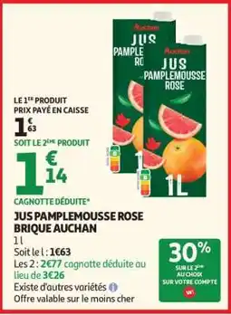 Auchan JUS PAMPLEMOUSSE ROSE BRIQUE AUCHAN offre