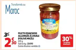Auchan Filets D'anchois Allongés À L'huile D'olive Micéli offre