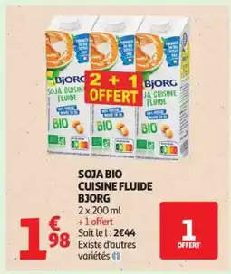 Auchan SOJA BIO CUISINE FLUIDE BJORG offre