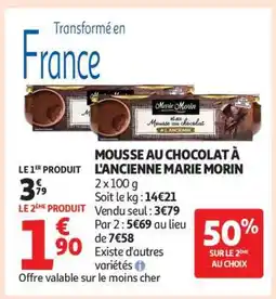 Auchan Mousse Au Chocolat À L'ancienne Marie Morin offre