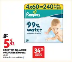 Auchan LINGETTES AQUA PURE 99% WATER PAMPERS offre