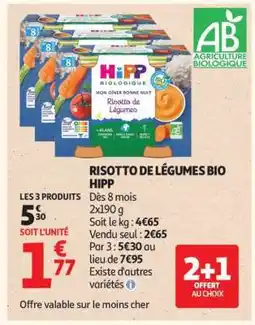 Auchan RISOTTO DE LÉGUMES BIO HIPP offre