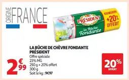 Auchan La Bûche De Chèvre Fondante Président offre