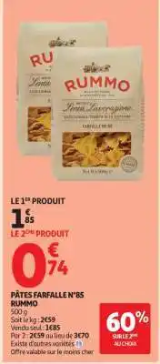Auchan Pâtes Farfalle N°85 Rummo offre