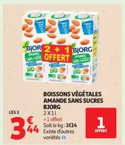 Auchan BOISSONS VÉGÉTALES AMANDE SANS SUCRES BJORG offre