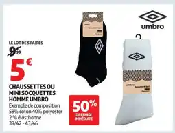 Auchan Chaussettes Ou Mini Socquettes Homme Umbro offre
