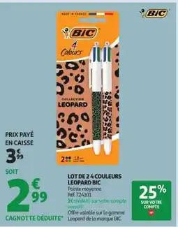 Auchan LOT DE 2 4 COULEURS LEOPARD BIC offre