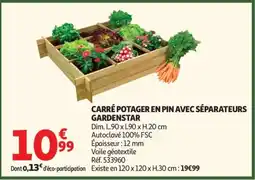 Auchan Carré Potager En Pin Avec Séparateurs Gardenstar offre