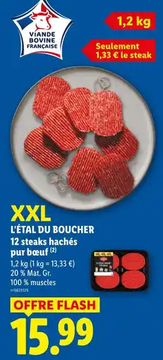Lidl L'étal du boucher 12 steaks hachés pur bœuf offre