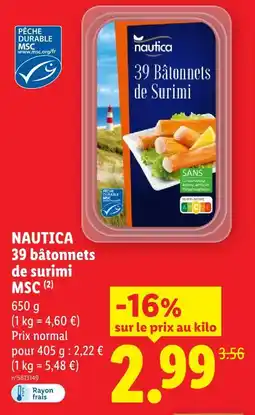 Lidl Nautica 39 bâtonnets de surimi msc offre