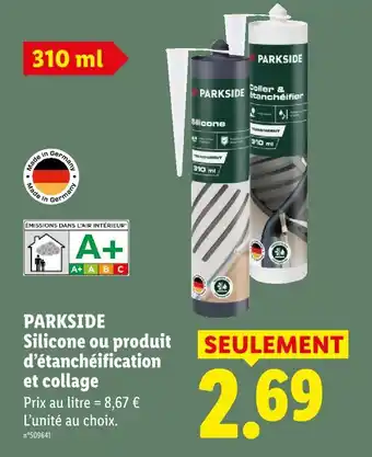 Lidl Parkside silicone ou produit d'étanchéification et collage offre