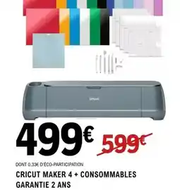 E.Leclerc Cricut maker 4+ consommables garantie 2 ans offre