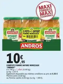 E.Leclerc Andros - compote pomme nature morceaux offre