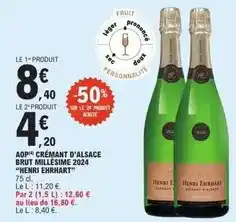 E.Leclerc Brut - aop crémant d'alsace millésime 2024 henri ehrhart offre