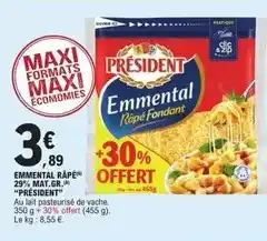 E.Leclerc Président - emmental râpé offre