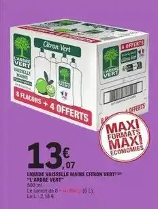 E.Leclerc L'arbre vert - liquide vaisselle mains citron vert offre