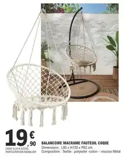 E.Leclerc Balancoire macrame fauteuil coque offre