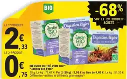 E.Leclerc Infusion ou thé vert bio jardin bio étic offre