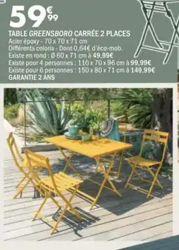 La Foir'Fouille Table greensboro carrée 2 places offre