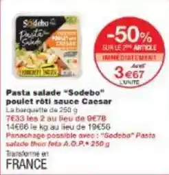 Monoprix Sodebo - pasta salade offre