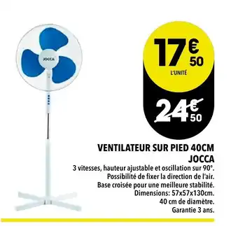 Ventilateur Sur Pied 40cm Jocca