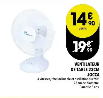 Supeco Ventilateur de Table 23cm Jocca offre