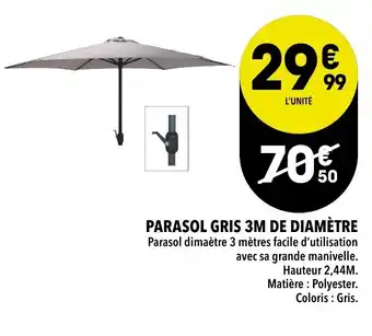 Supeco Parasol Gris 3M de Diamètre offre